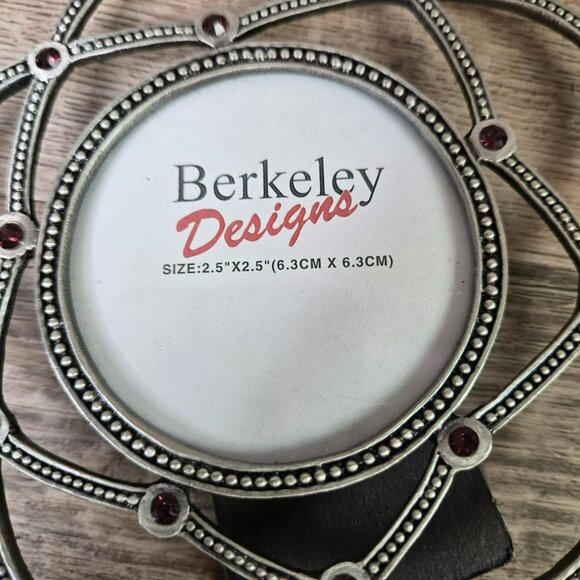 Berkeley Designs Jewel Open Work Antiqued Metal Frame Deep Purple Gemstones 2.5" - Picture 3 of 7